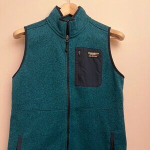 L.L.Bean Women's Sweater Fleece Long Vest Teal Sz Medium Regular